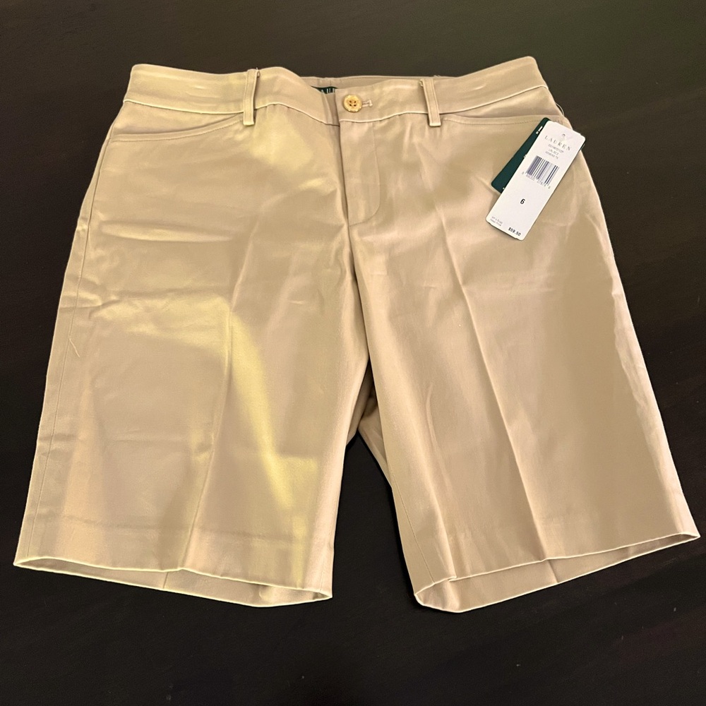 RALPH LAUREN WOMEN'S SHORTS, TAN, SIZE 6, NEW WITH TAGS